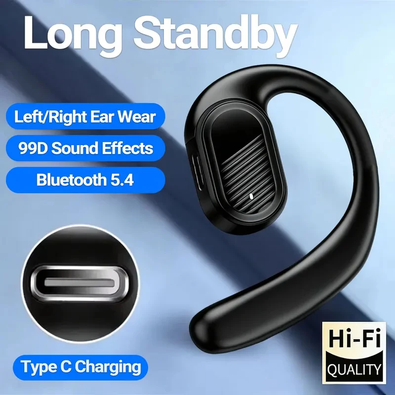 Bluetooth Headset On Ear - Bluetooth 5.4 Open Wireless Earphone Left