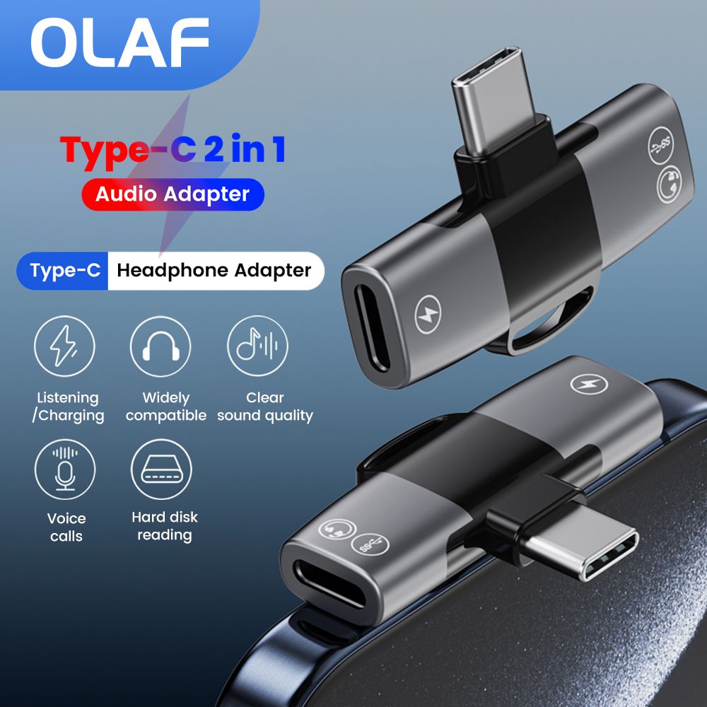 2 in 1 Type C Audio Adapter US - Earphone Splitter Jack recension och pris